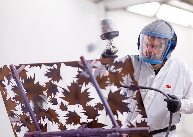 leaf ceiling metalwork spray booth