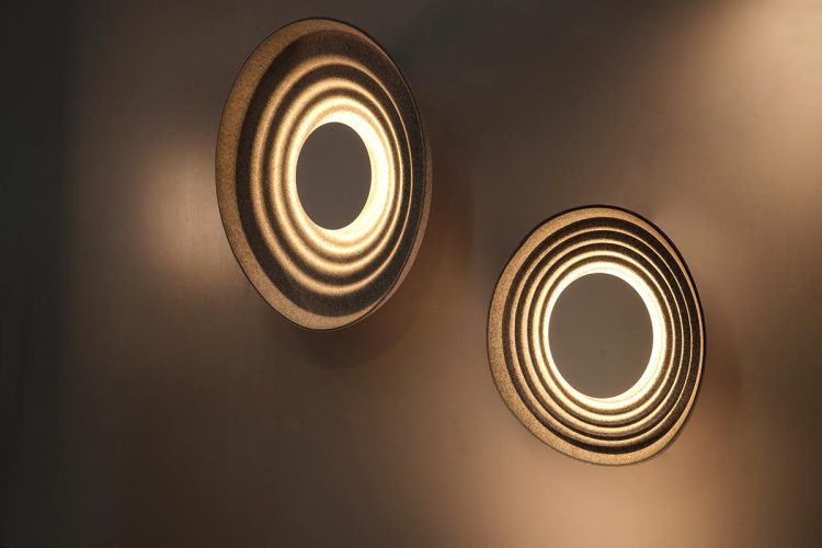Contemporary circular acoustic wall lighting.