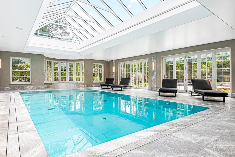 Swimming pool stretch ceiling