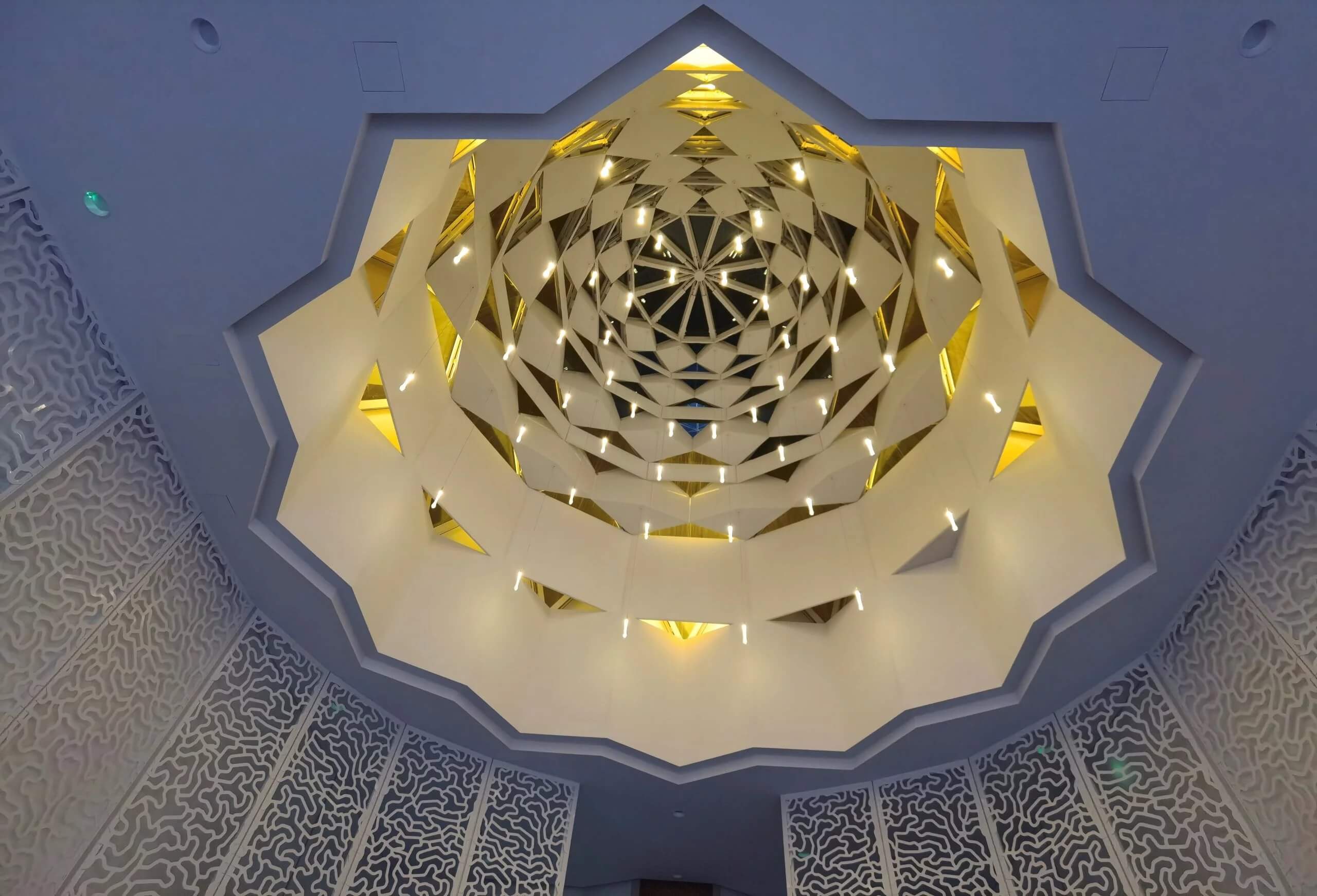 Architectural fabric wall system lighting.