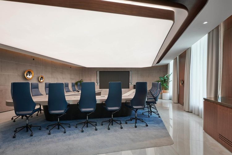 Commercial office space with a bespoke stretch ceiling