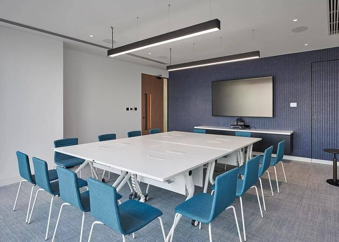 hanging strip lights in office space