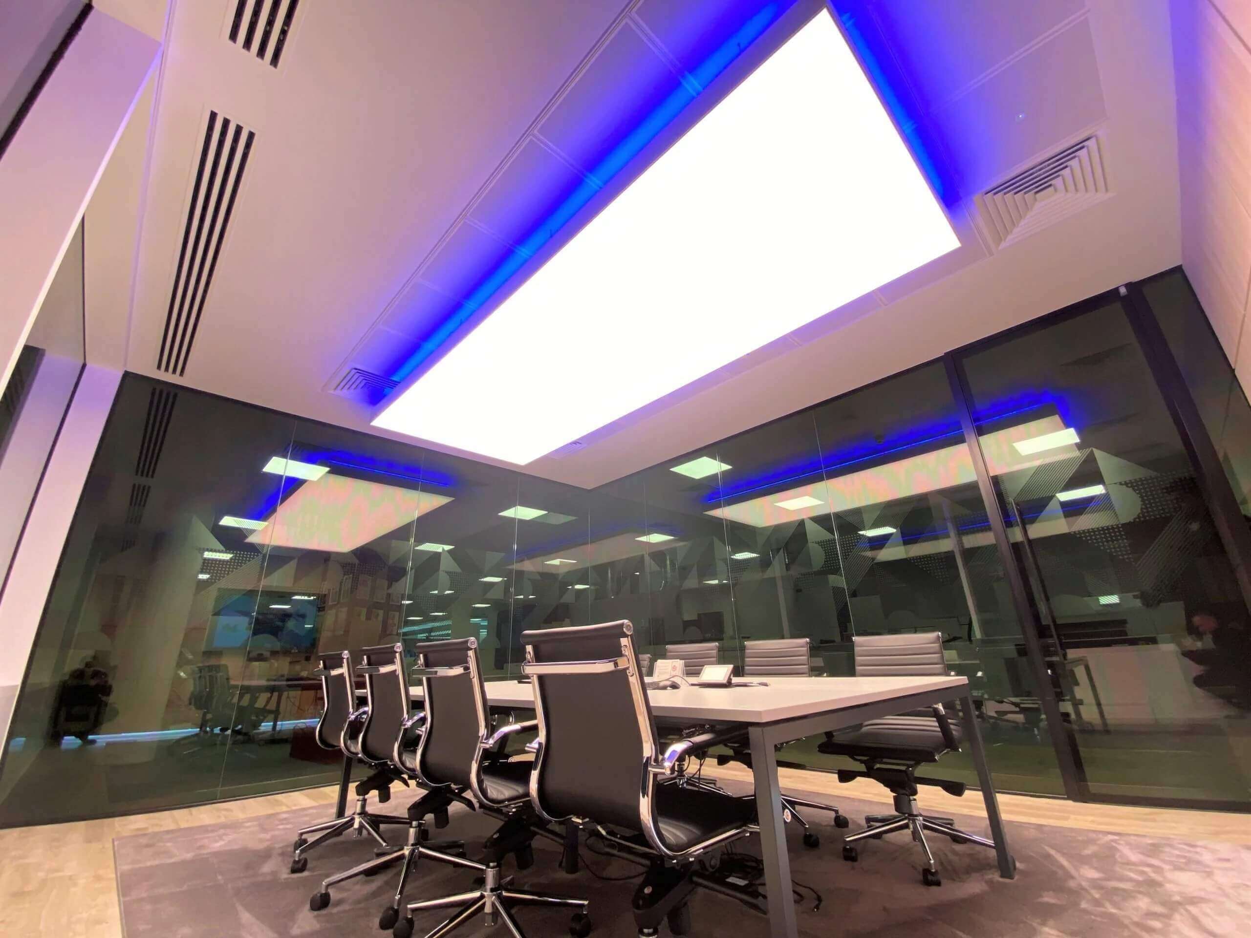 Blue Bright suspended lightbox xerox