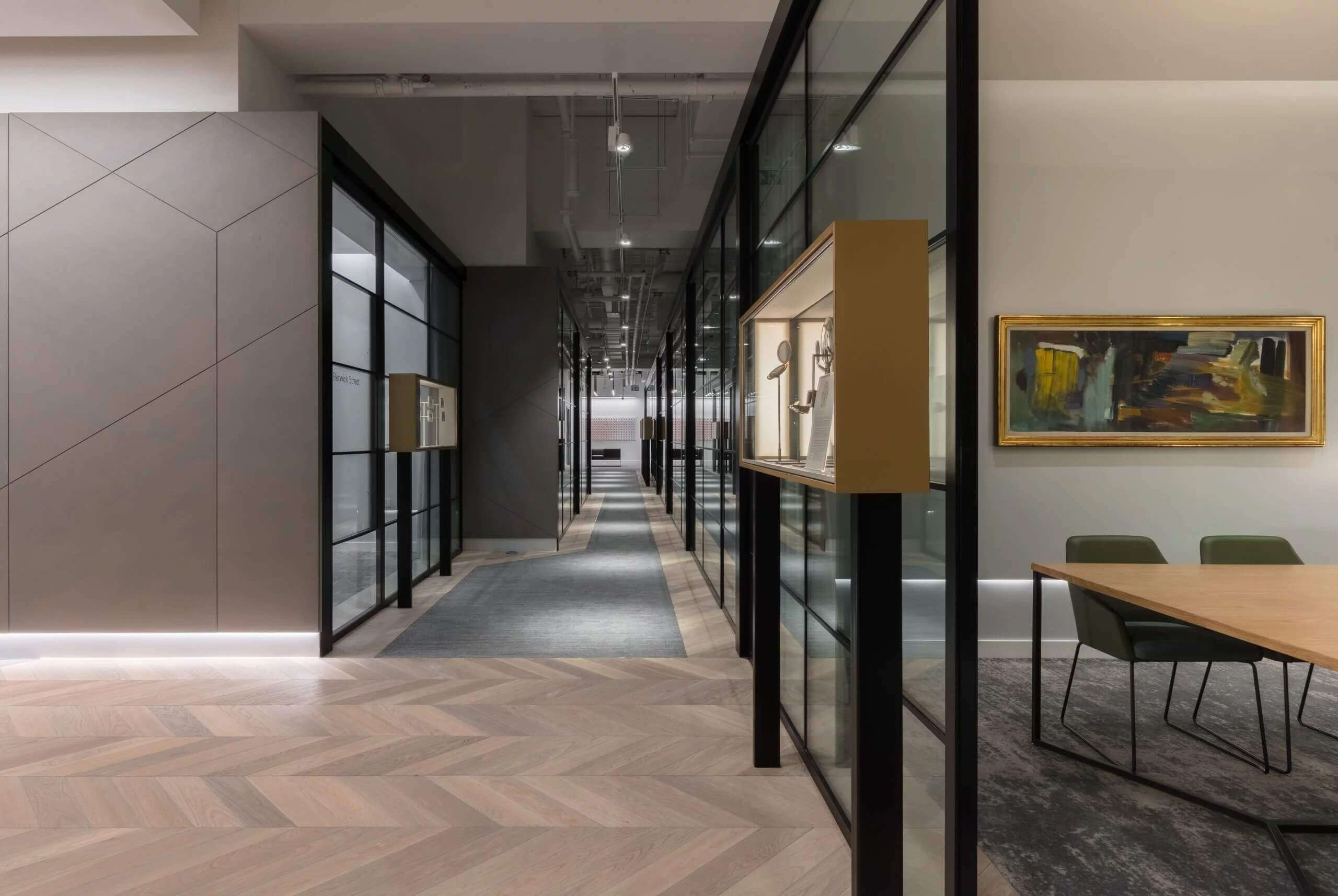 modern office space with spot lighting