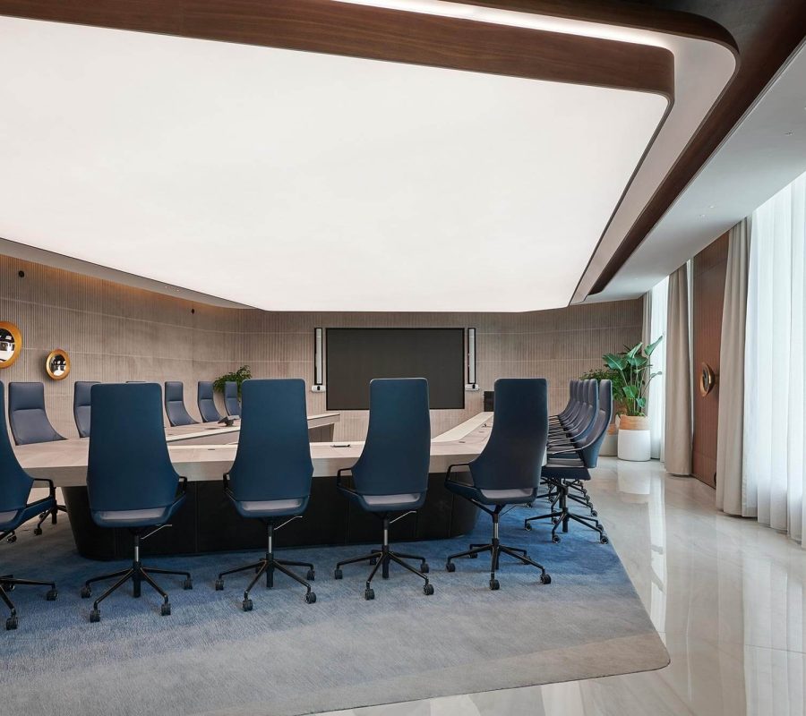 Commercial office space with a bespoke stretch ceiling