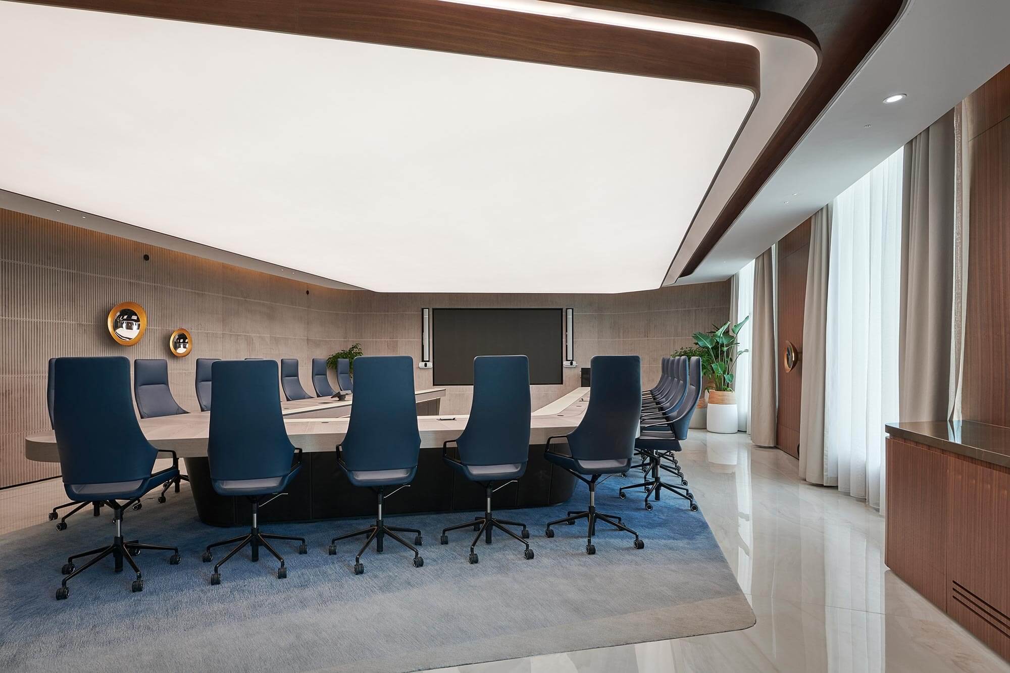 Commercial office space with a bespoke stretch ceiling
