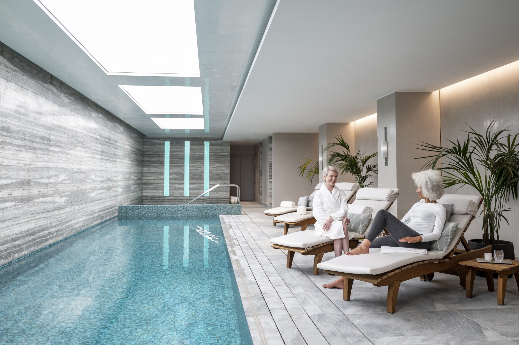 Recessed lightbox above a spa pool
