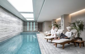 Recessed lightbox above a spa pool